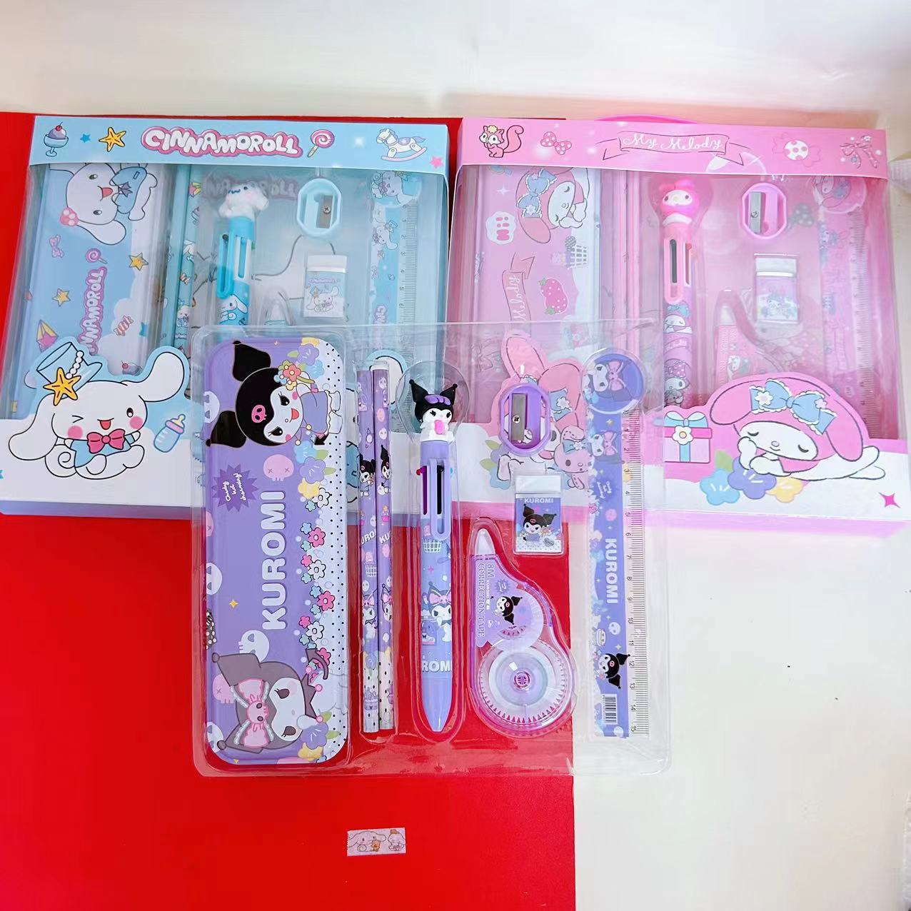 Sanrio-caja de regalo de papelería, conjunto de papelería transfronterizo, lápiz Kuromi, papelería de aprendizaje para niños, regalo de recompensa, venta al por mayor