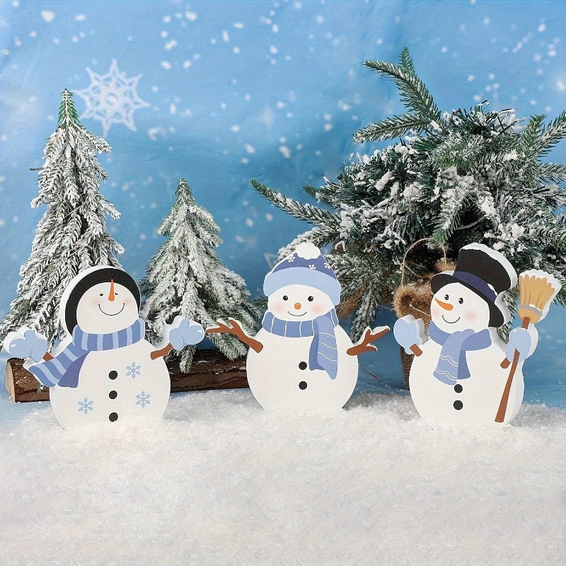 クロスボーダー新製品 3 ピース クリスマス 小さな雪だるま かわいい漫画の装飾品|undefined