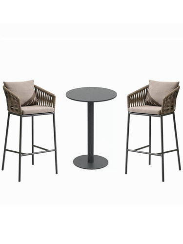Nordic modern outdoor bar chair, open-air bar backrest chair, leisure high stool, cafe rattan trendy bar stool