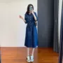 中长款美式翻领复古连衣裙