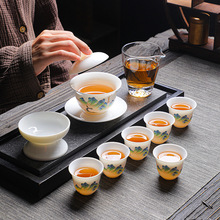 高档千里江山羊脂玉茶具套装中国白整套功夫茶具商务广告礼品茶具