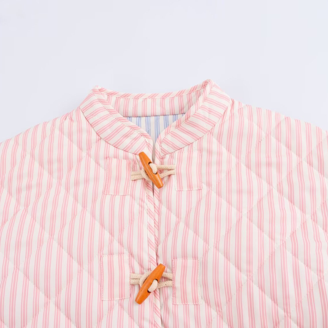 Women's clothing 2024 autumn/winter new street fashion striped quilted cotton jacket_voghion.com