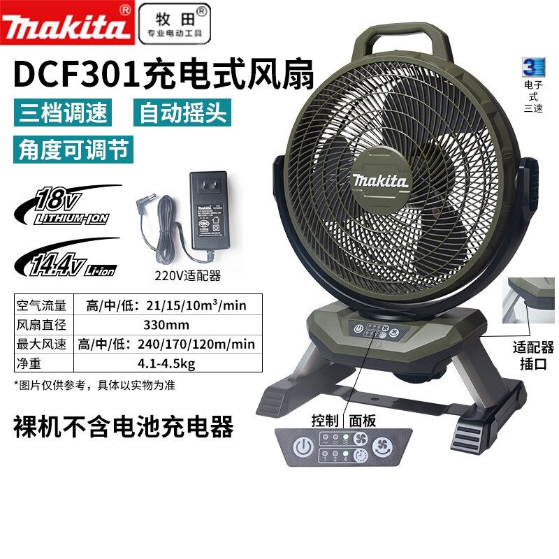 18V ventilador de carga de litio AC / DC de oficina 220V herramientas eléctricas DCF301 D