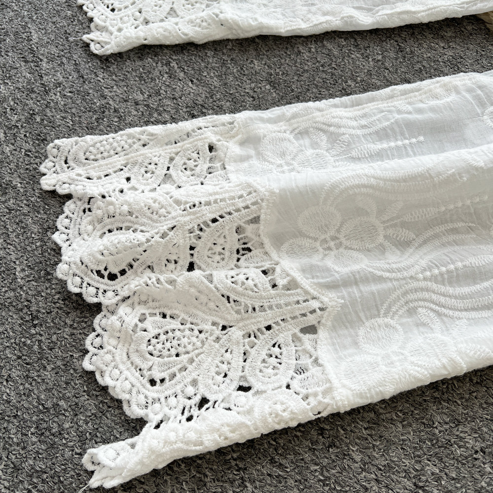 Ensemble blouse en dentelle et short style français été_voghion.com
