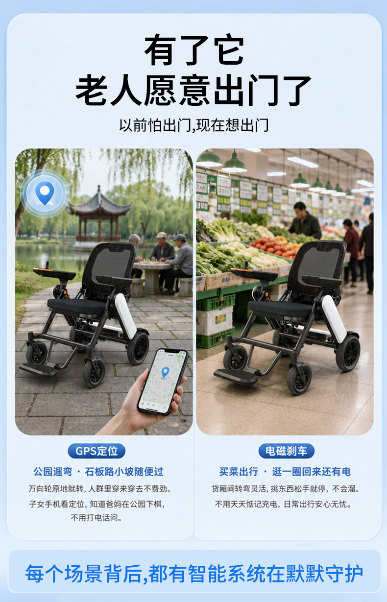 M300 Electric Smart Fully Automatic Elderly-Specific Electric Folding Lightweight Four-Wheel Mobility Scooter for Seniors and People with Disabilities