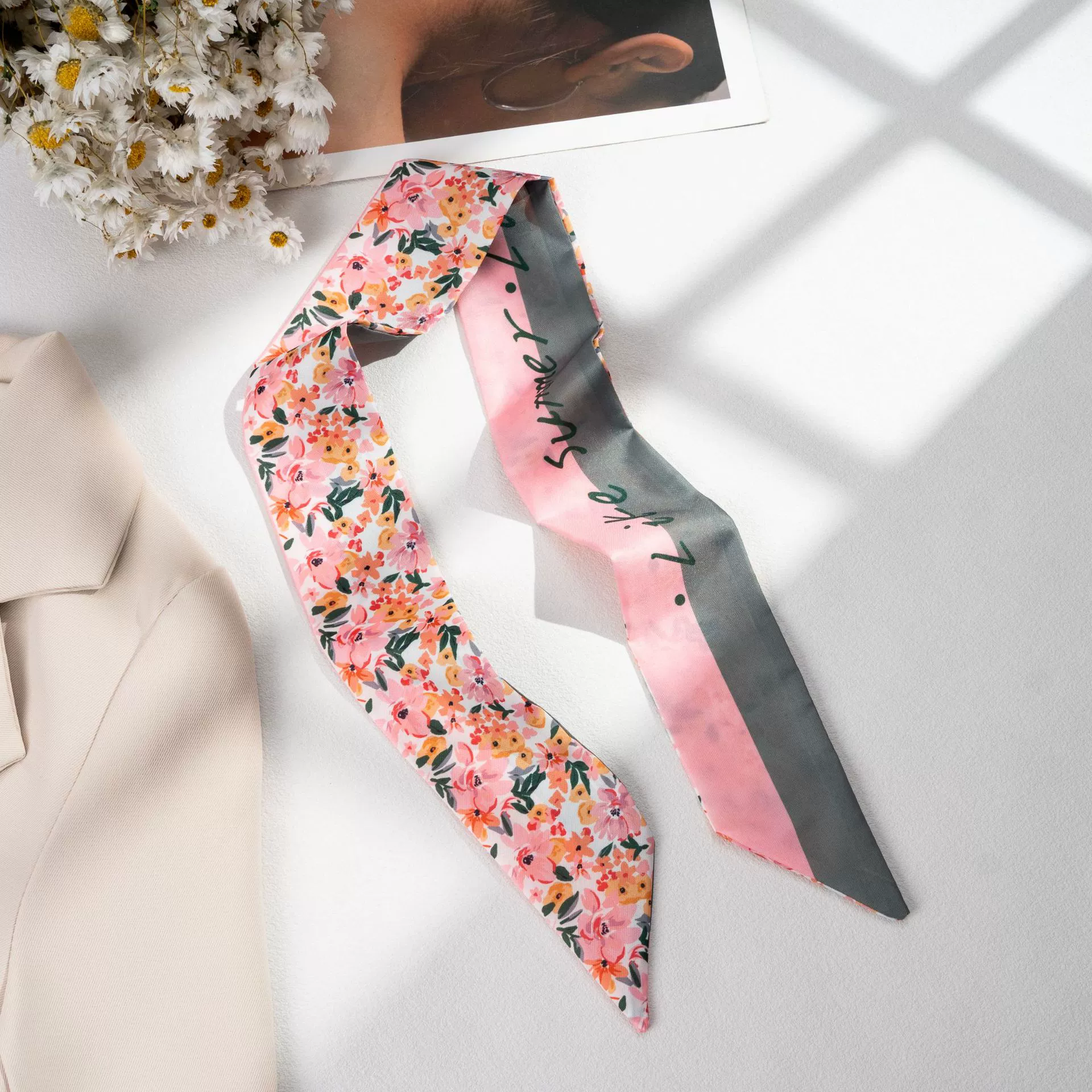 Silk Scarf Hairband (Suhang) long streamer 89×3.8 cm, lightweight gift box option