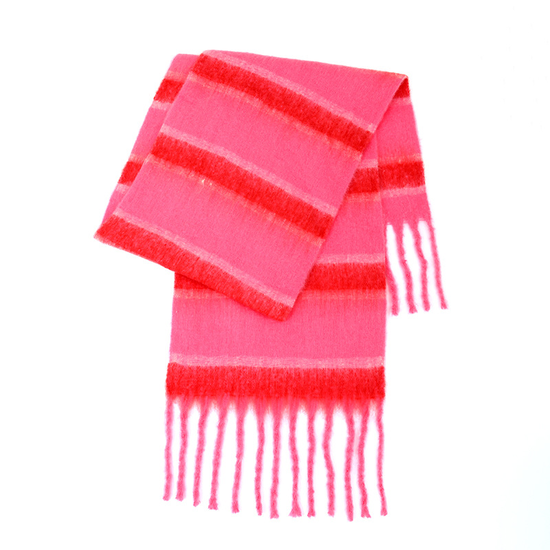 Felpa a righe bicolore antivento, calda, copriviso invernale, adatta per coppie con sciarpa e scialle grandi_voghion.com