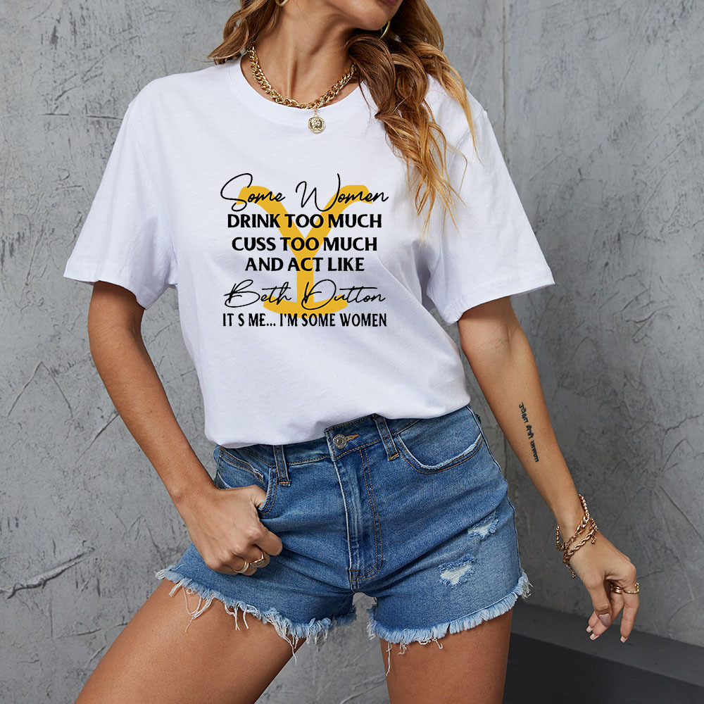 Casual Letter Cotton Round Neck Short Sleeve Regular Sleeve Printing T-shirt