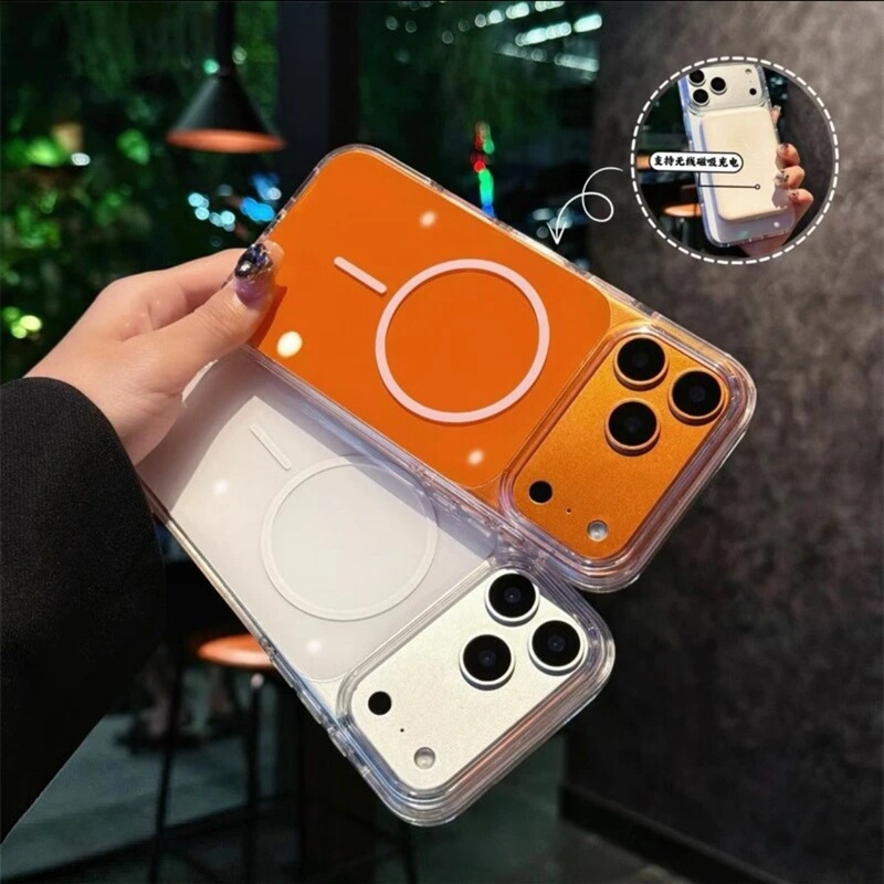 Magsafe Magnetic Phone Case Suitable for iPhone 17 Wireless Charging Apple 16 Transparent Thin Circle Colorful Protective Cover