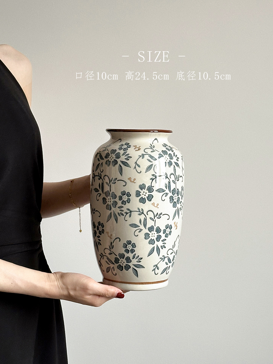 Flor azul porcelana vintage flor de cerámica decoración floral sala de estar vasijas de cerámica decoración de lujo ligera nueva flor china