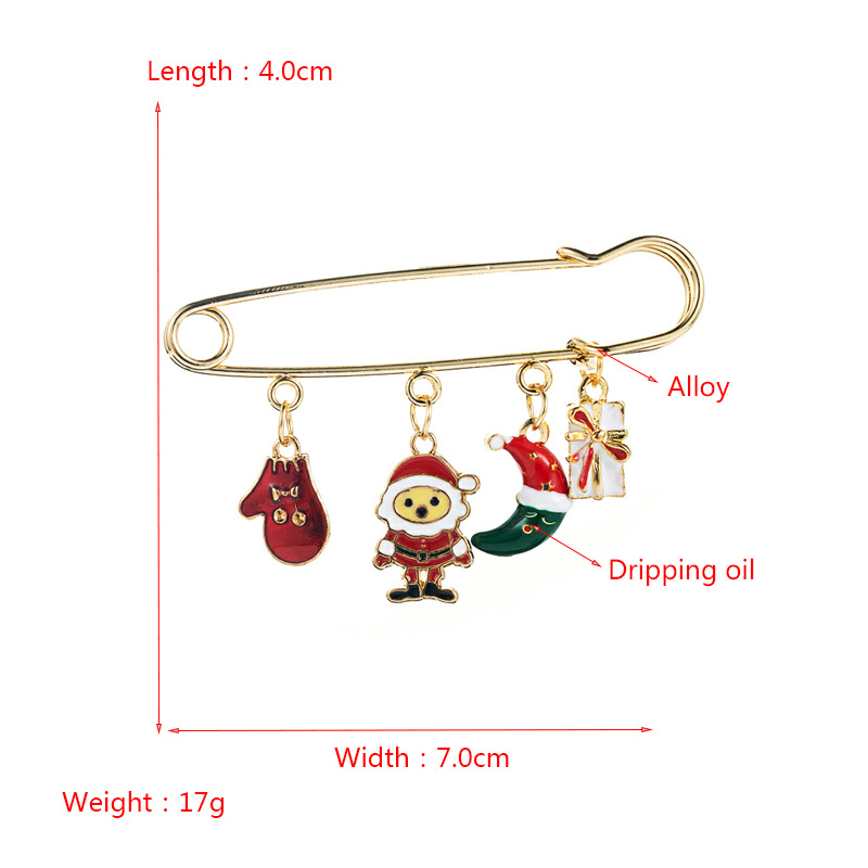 Christmas Series Alloy Color Dripping Oil Christmas Tree Snowflake Elk Snowman Pendant Brooch display picture 1