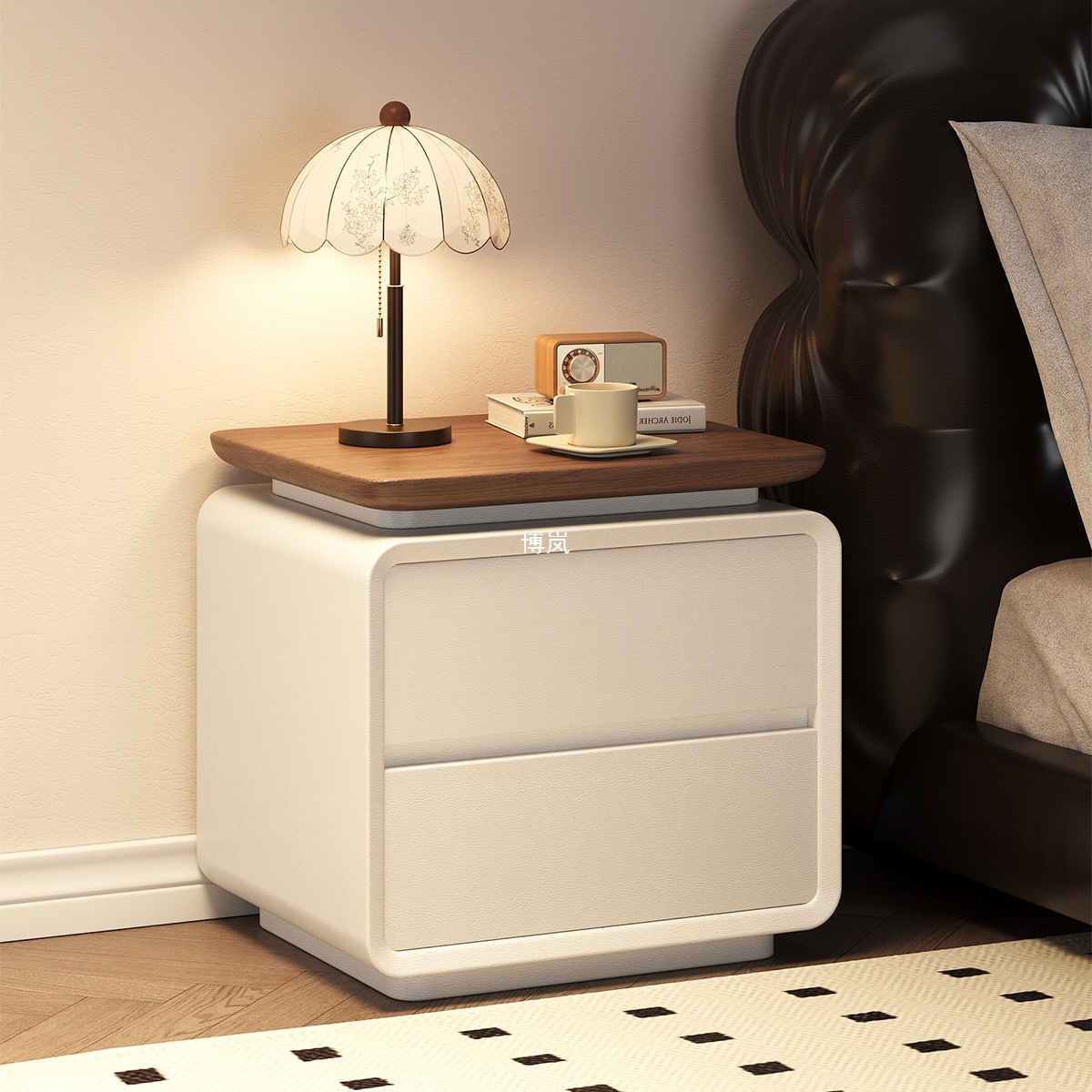 Ready-Made Modern Simple Style Bedside Table, All Solid Wood, Installation-Free Storage Cabinet, Light Luxury and High-End Bedside Table