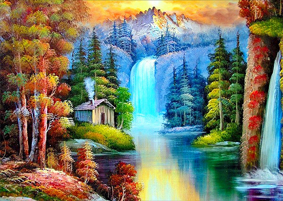 Набор для алмазной мозаики 5D, полный бурти landscape, круглые кристаллы, 30×40 см (несколько дизайнов)