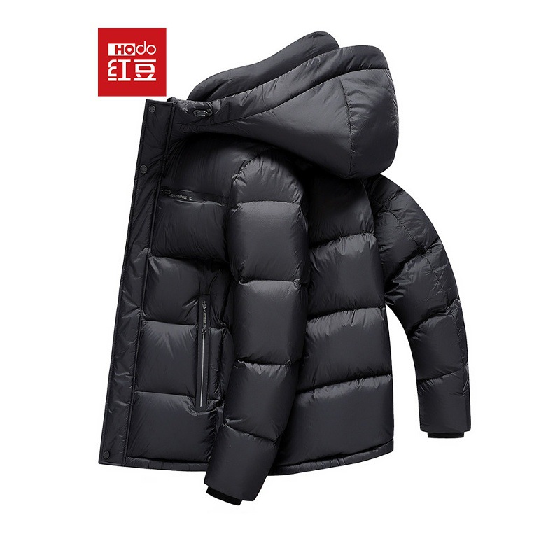 红豆加厚面包羽绒服男短款2025冬季新款白鸭绒亮面保暖冬装外套
