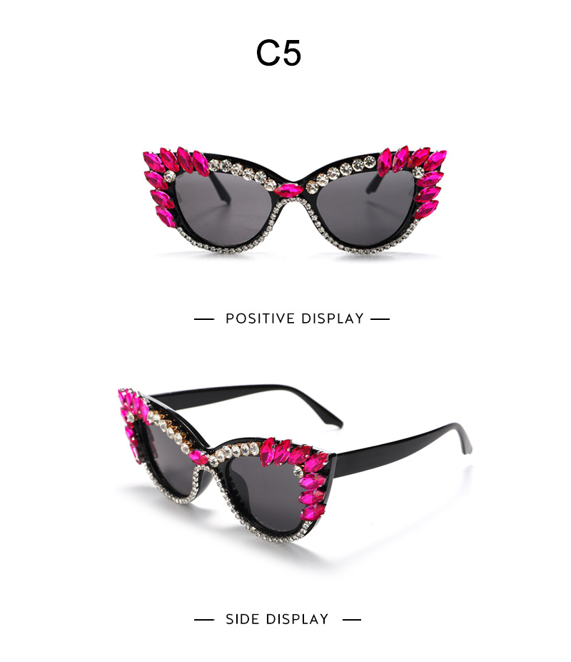 Luxurious Geometric Pc Cat Eye Diamond Full Frame Women's Sunglasses display picture 9