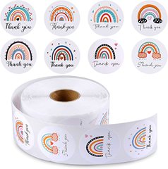 Amazon Roll Thank You Rainbow Stickers Holiday Decoration Gift Series Self-Adhesive Sticker Labels