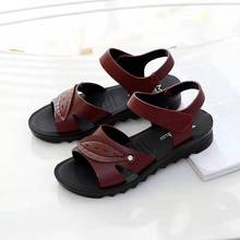 【真软皮】夏季妈妈凉鞋新款软底中年平底老人中老年女鞋沙滩鞋