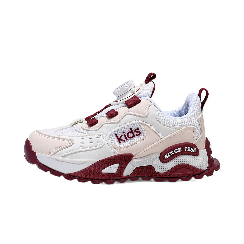 Zapatos deportivos para niñas 2025 primavera y otoño nuevos zapatos para correr con botones transpirables de malla para niñas y niños grandes