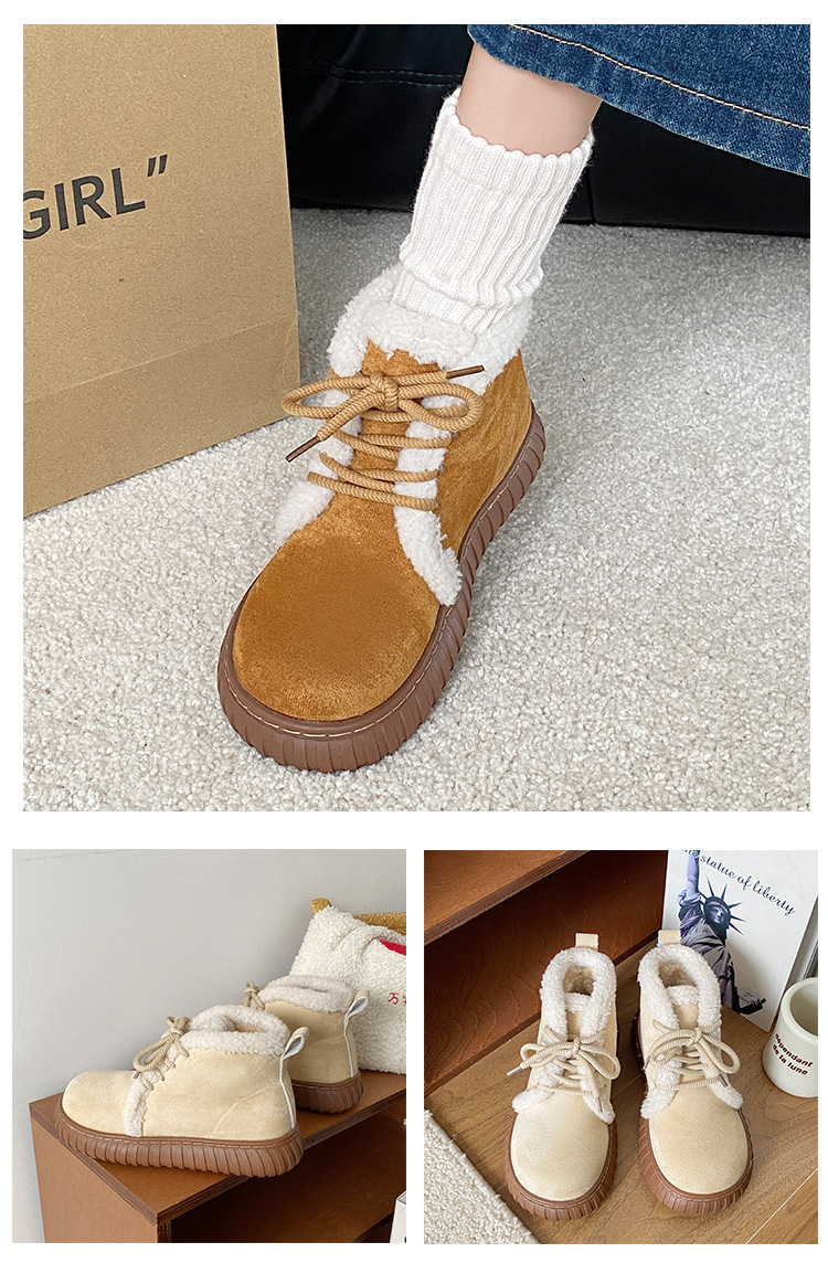 2023 m. žiemos nauji, stori apatiniai šilti odiniai kailiniai, integruoti sniego batai_voghion.com