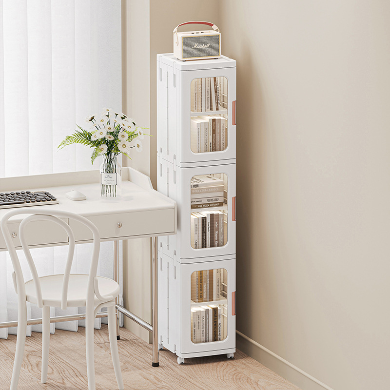 Living room storage cabinet, home assembly-free children's toy corner foldable storage cabinet, snack cabinet, plastic storage cabinet