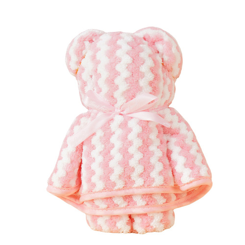 Warp knitted coral velvet creative bear towel wedding souvenir towel doll doll cake towel gift gift