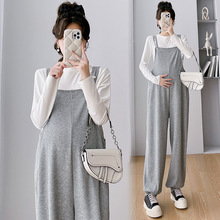实拍现货 孕妇背带裤2025秋季外穿裤子孕妇装孕期宽松型纯色套装