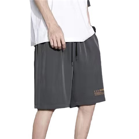 Shorts for men, summer fashion, loose print, versatile casual sports student five-pocket thin Ins ice silk pants