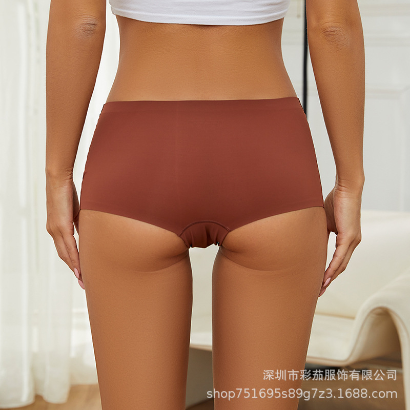 Calzoncillos Boxer base Amazon para mujer sin rizar entrepierna de algodón antideslizante cintura media calzoncillos Boxer sin costuras de seda de hielo claro