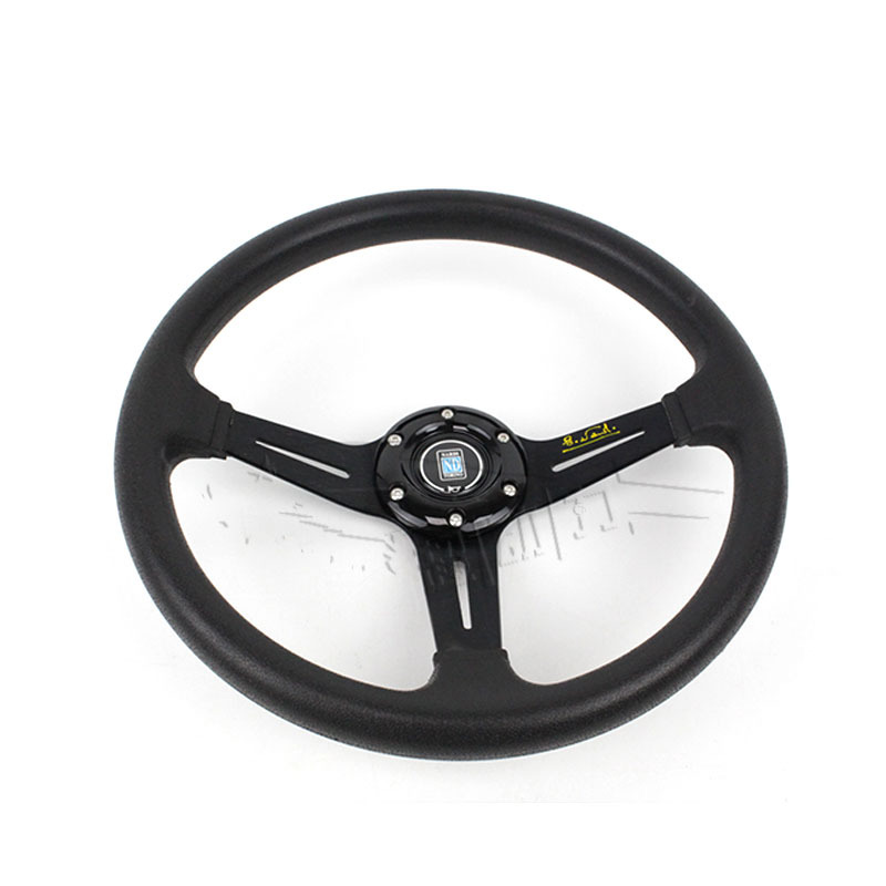 Jetta 14 inch Deep Dish PU Steering Wheel for Santana Jetta Beidouxing (Steering wheel) - black-frame