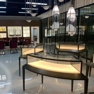 Stainless Steel Jewelry Cabinet Glass Cabinet Museum Counter Display Cabinet Gold Jewelry Counter Factory Whole Store Customization