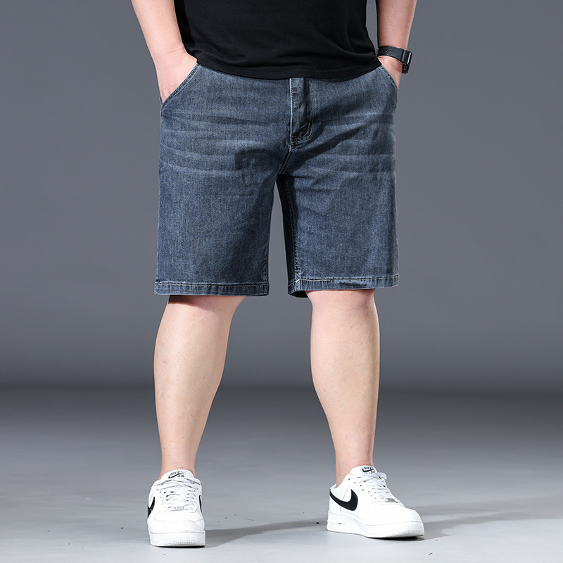 Men's Denim Shorts Summer Thin Loose Straight Casual Trousers Men's 5-Point Youth Large Size Denim Shorts