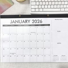 亚马逊现货18个月桌面挂墙式日历2026年简约英文年历每日计划挂历