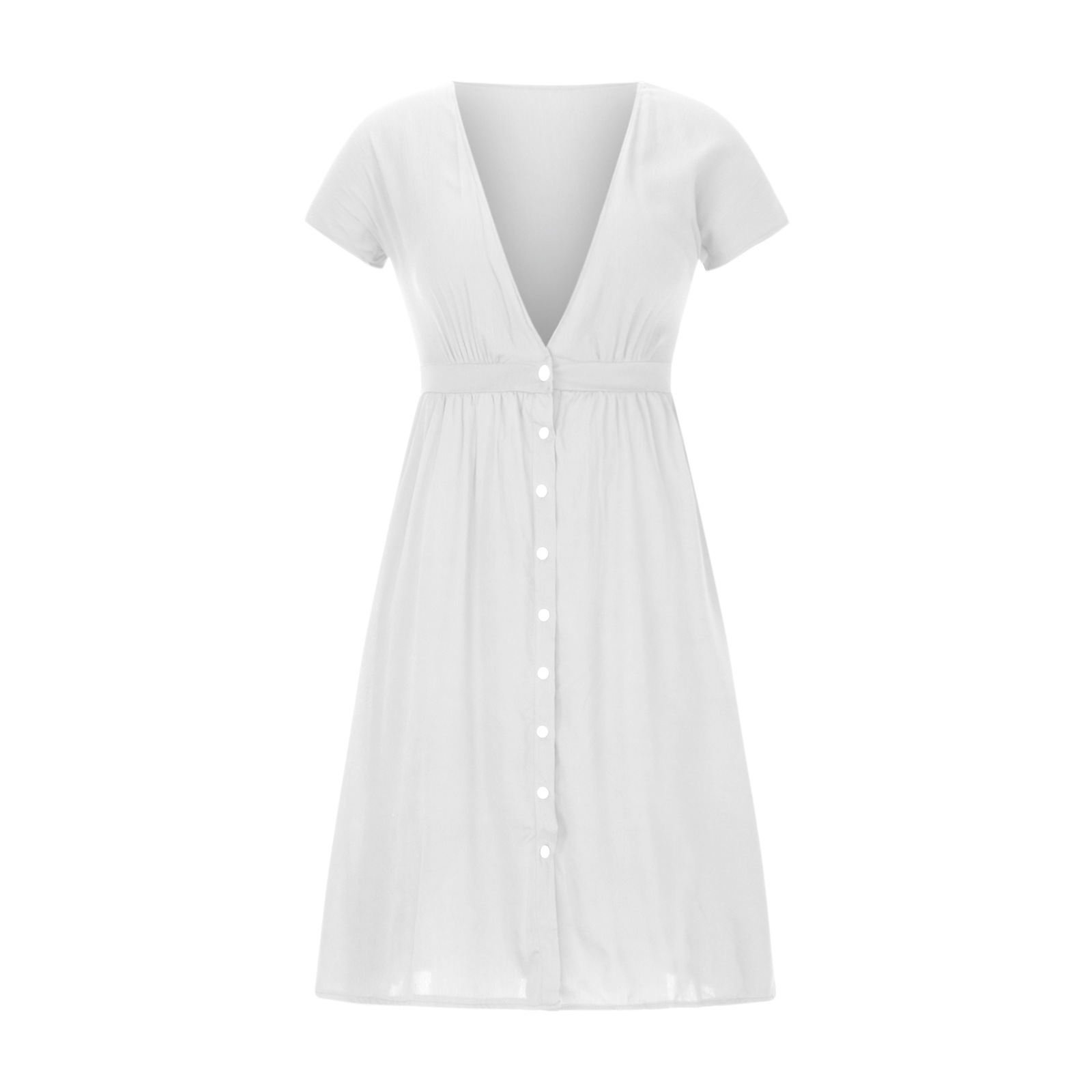 Summer Double Layer Tulle Solid Color Dress Women Deep V Plunge Short Sleeve Waist Controlled Maxi Dress