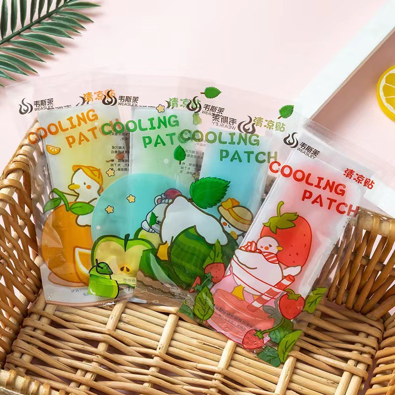 Cooling Patch Summer Cooling Cartoon Cooling Cooling Fruit-Flavored Ice Patch Student Military Training Heatstroke Prevention and Fever Reduction Cooling Patch