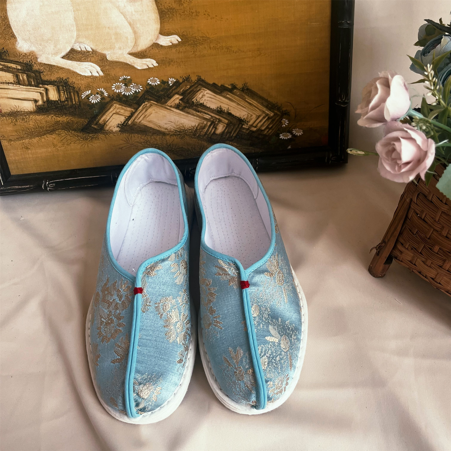 Casual ethnic Beijing cloth slippers for men and women