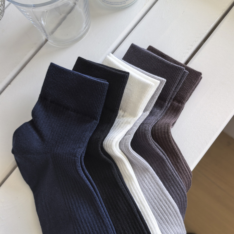 2026 Spring/Summer New Breathable Australian Cotton Sweat-Absorbing Ribbed Texture Low-Cut Men's Ankle Socks