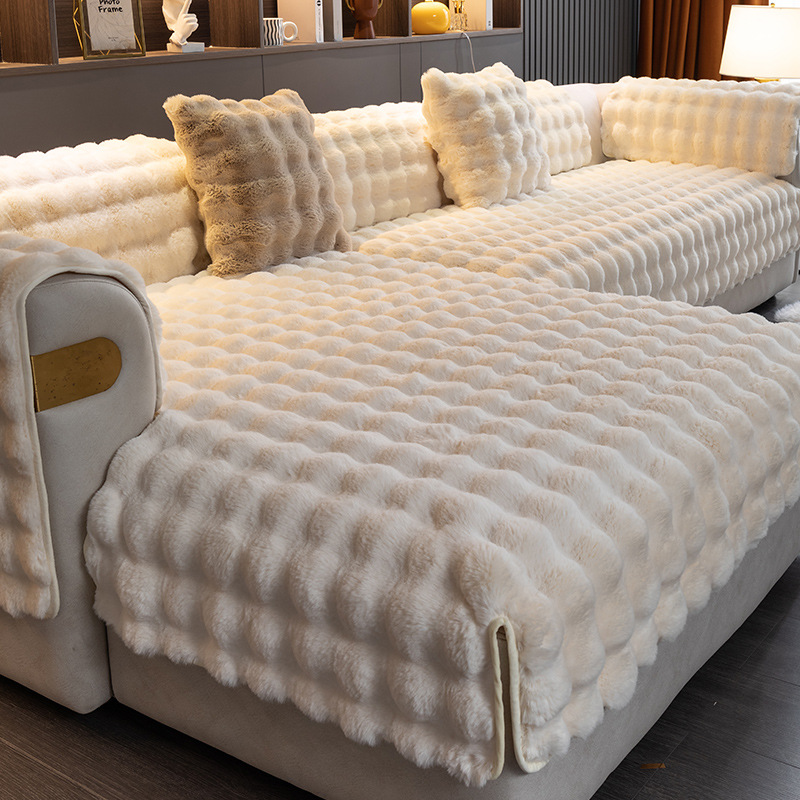 Rabbit Fur Plush Autumn Thickened Leather Non-Slip Seat Cushion Winter Bubble Velvet Sofa Towel Export Label_voghion.com