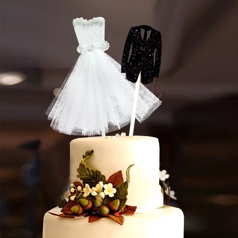 Wedding Dress Wedding Theme Party Dessert Decoration Plug-In New Bachelor Party Dress Cross-Border Bride Plug-In