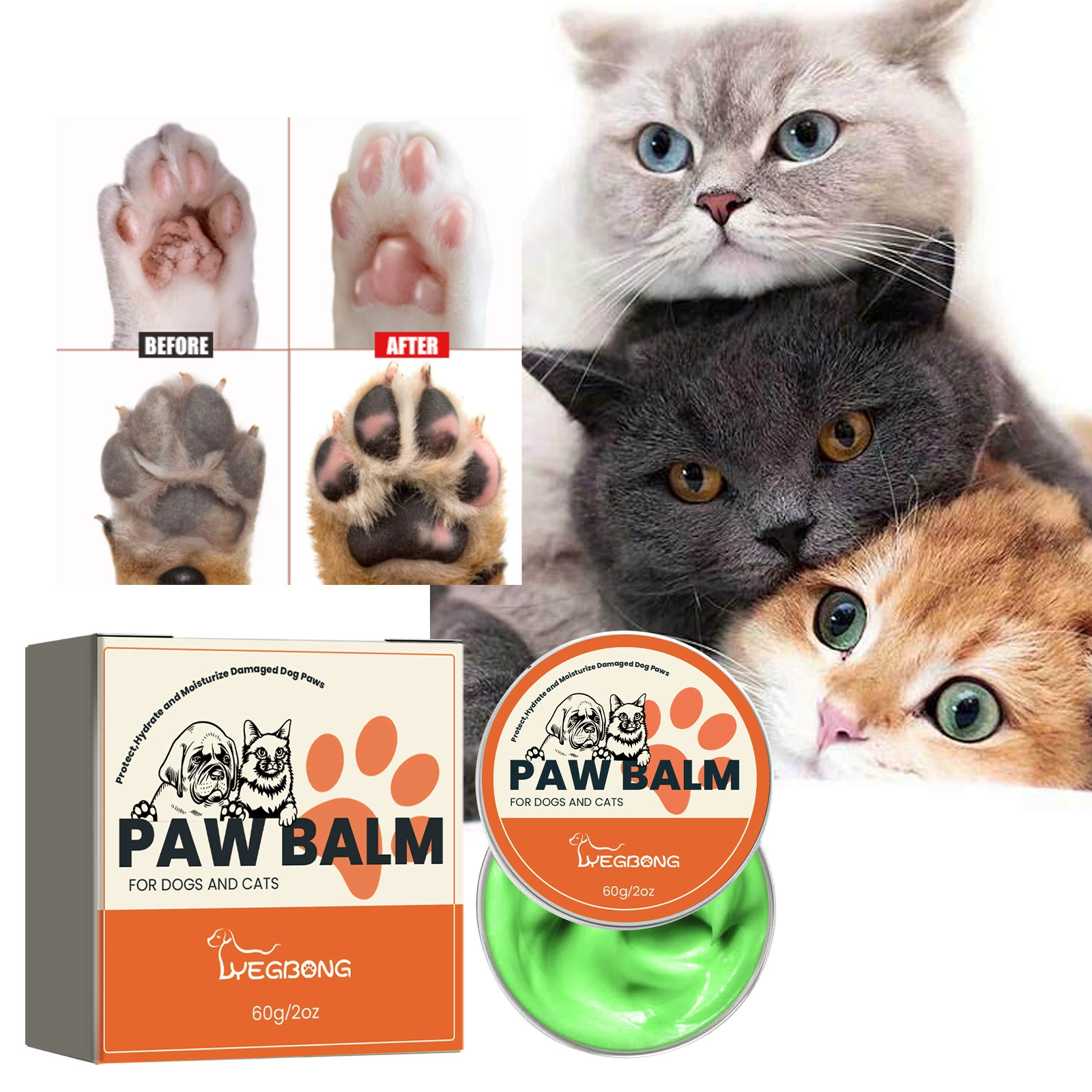 Крем для лап Yegbong Pet Paw Cream для кошек и собак, увлажняющий крем против сухости и трещин на лапах