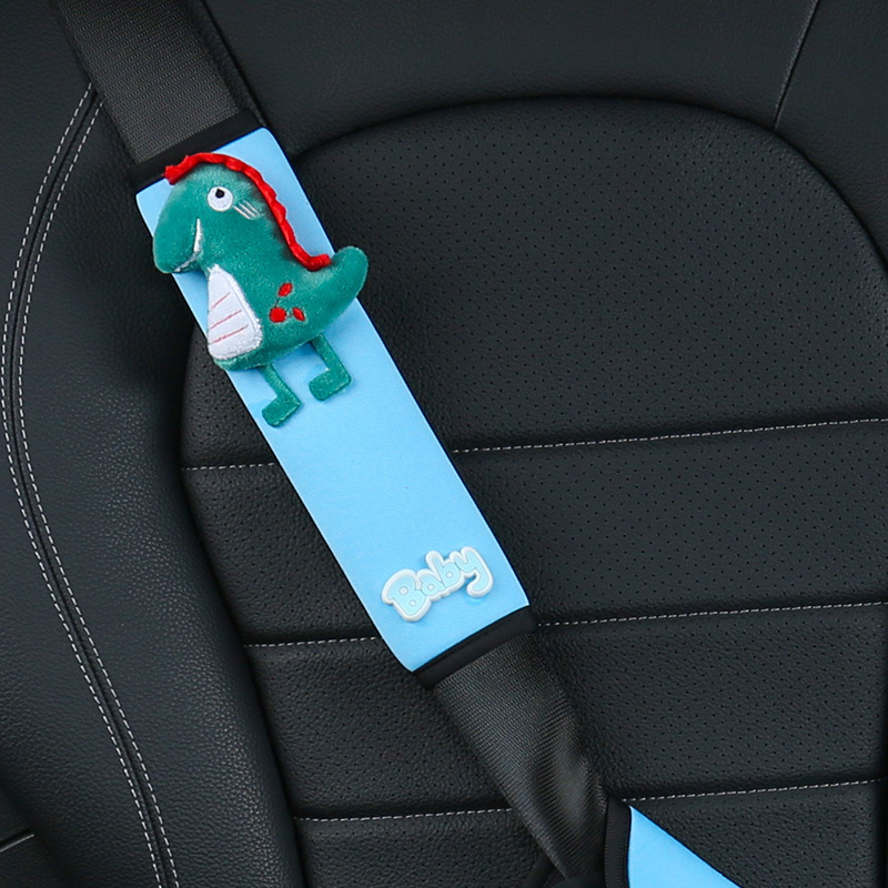 Seat belt shoulder pad – Qìchē Pad Set - child-shoulderneck-pad-single-blue-dinosaur