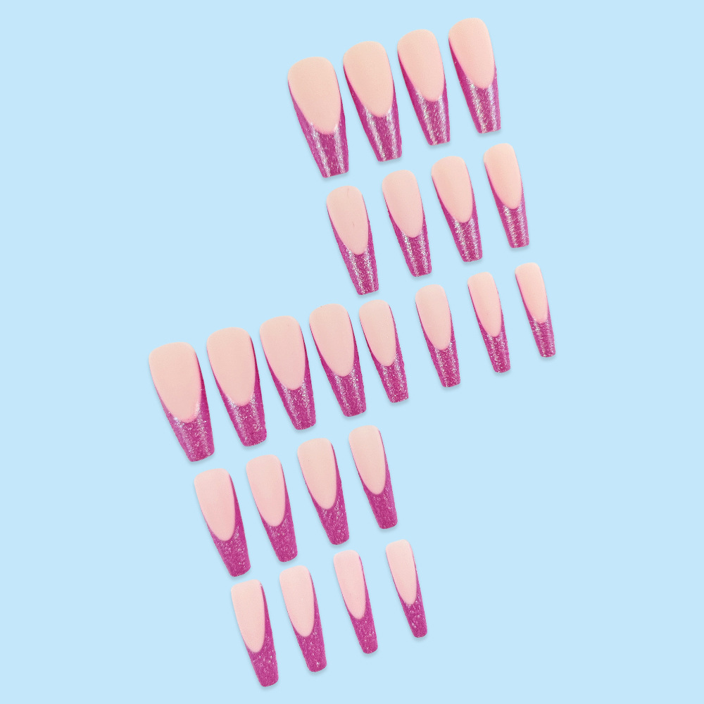 Uñas postizas largas estilo francés, modernas y transfronterizas, con efecto iluminador, estilo Instagram, puntas de uñas estilo chica picante, 24 piezas de uñas postizas mixtas.