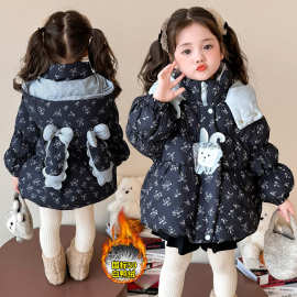 女童羽绒服冬季新款2025儿童洋气时髦宝宝碎花加厚保暖白鸭绒外套