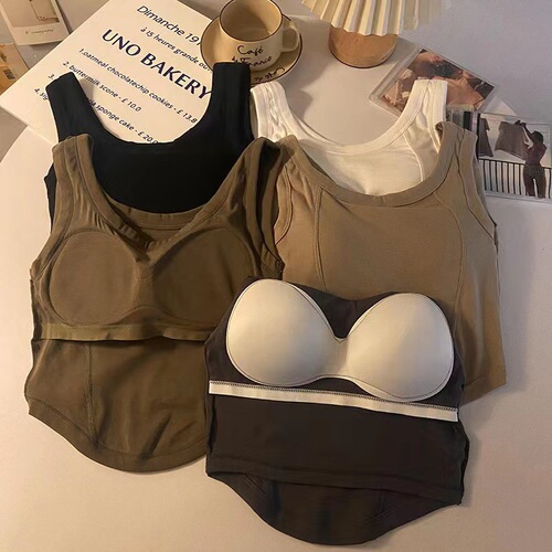 Autumn  new design versatile camisole women's inner wear with breast pads no need to wear underwear and outer layer