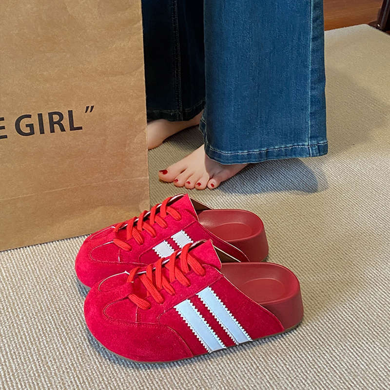 German Training Shoes Outer Wear Super Fire Birkenth Sandals Women's 2025 New Spring and Summer Yellow Thick Sole Heightened Baotou Half Slippers