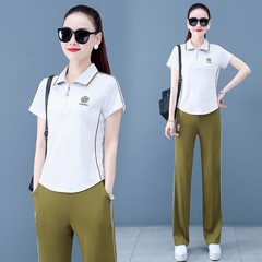 Women's Fashion Sports Set Summer 2023 New Korean Style Trendy Collared Thin Short Sleeve Casual Two-Piece Set