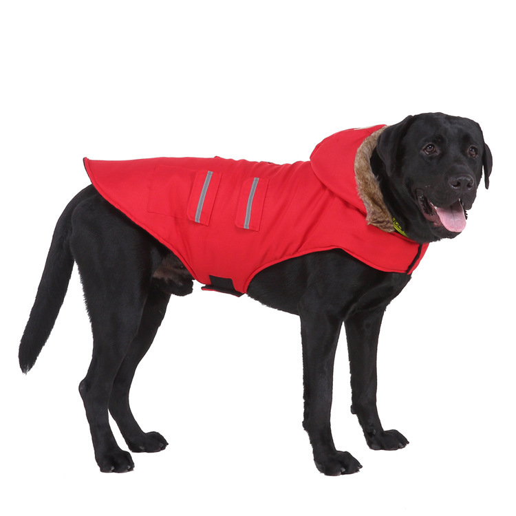 Casaco refletor para cães grandes com capuz para inverno_voghion.com