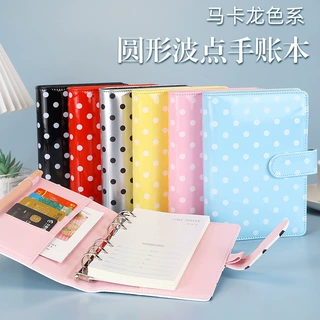 跨境A6波点手账本马卡龙搭扣波点本定制笔记本现金预算记账本