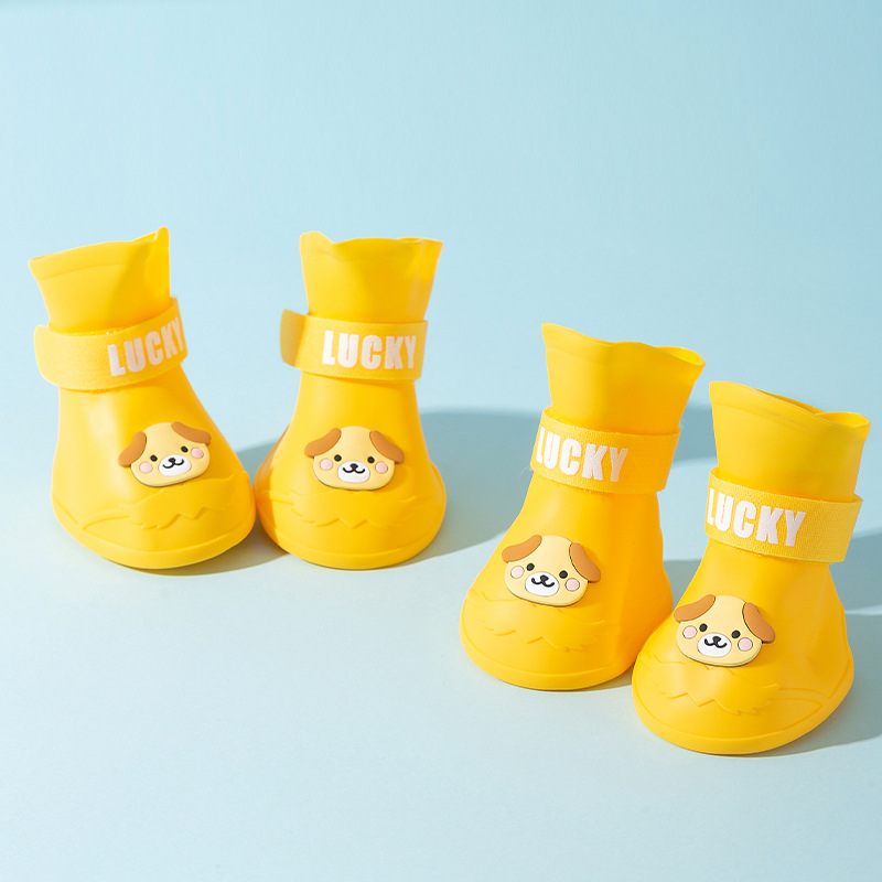 Perro grande Golden Retriever perro grande dibujos animados botas de lluvia de silicona fuera de los días de lluvia zapatos para perros impermeables antideslizantes
