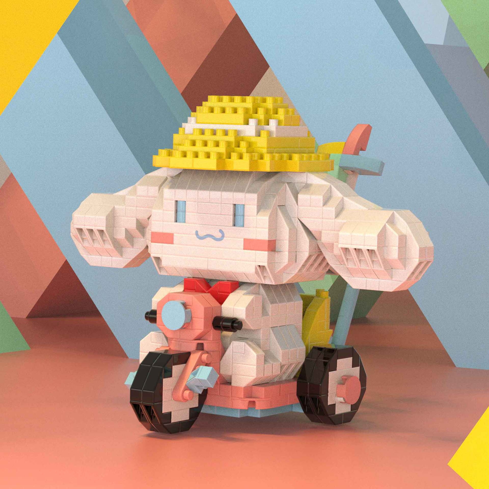 Compatible con Lego muñeca de dibujos animados micro partículas frambuesa oso montado bloques construcción juguetes educativos puesto ciego caja regalo al por mayor