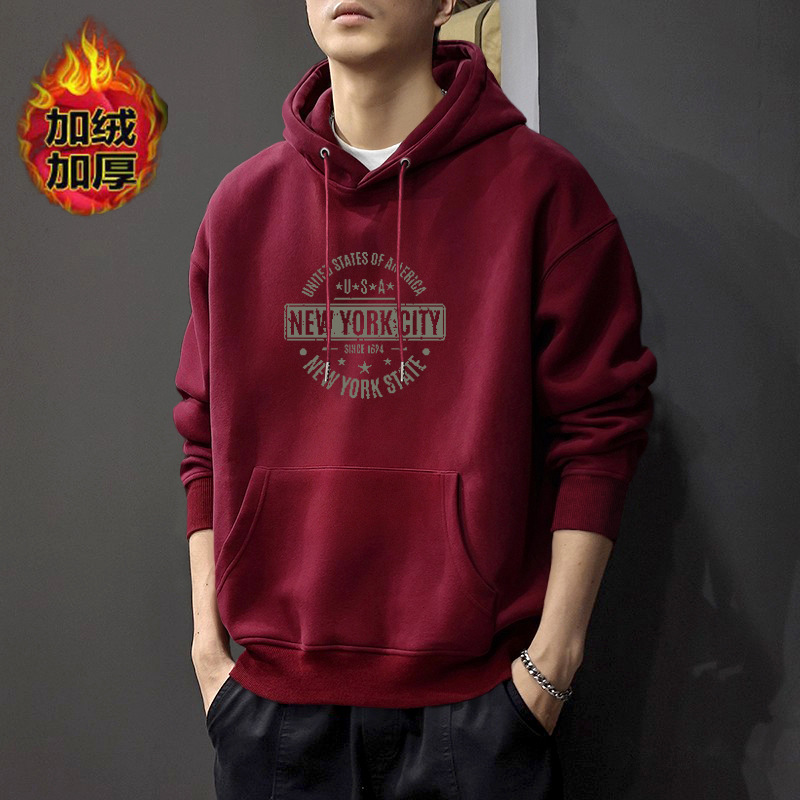 Suéter hombre encapuchado invierno nuevo estilo de moda suelto hombre de estilo amplio chaqueta de lana gruesa ropa de estilo de puerto